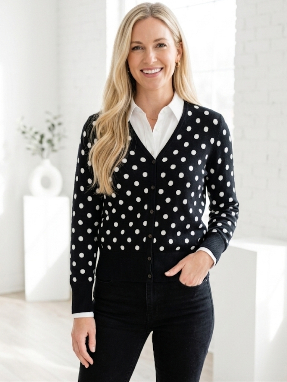 Marisa Christina Polka Dot Cardigan Medium